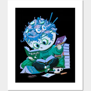 Ramen noodle teacher reading books - Emerald Posters and Art